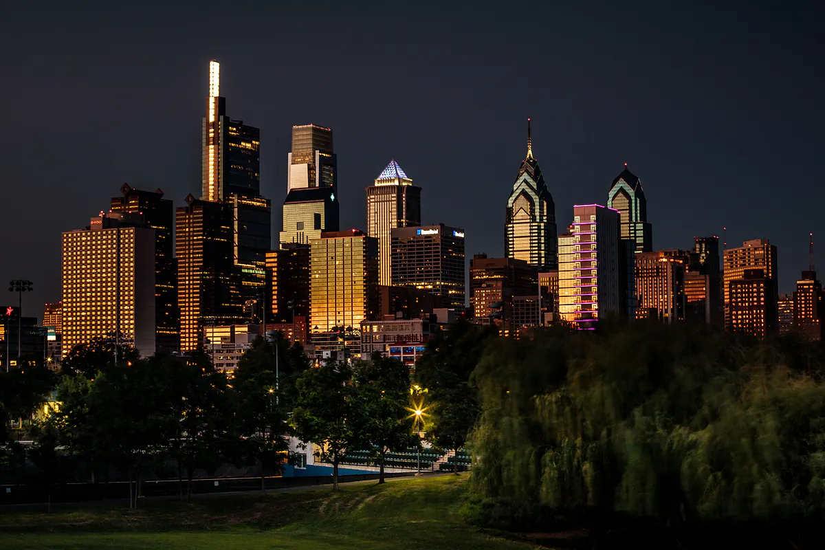 Center City Philadelphia skyline at night