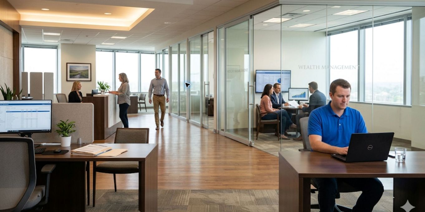 Cartennas technician supporting workstation technology in a financial services office