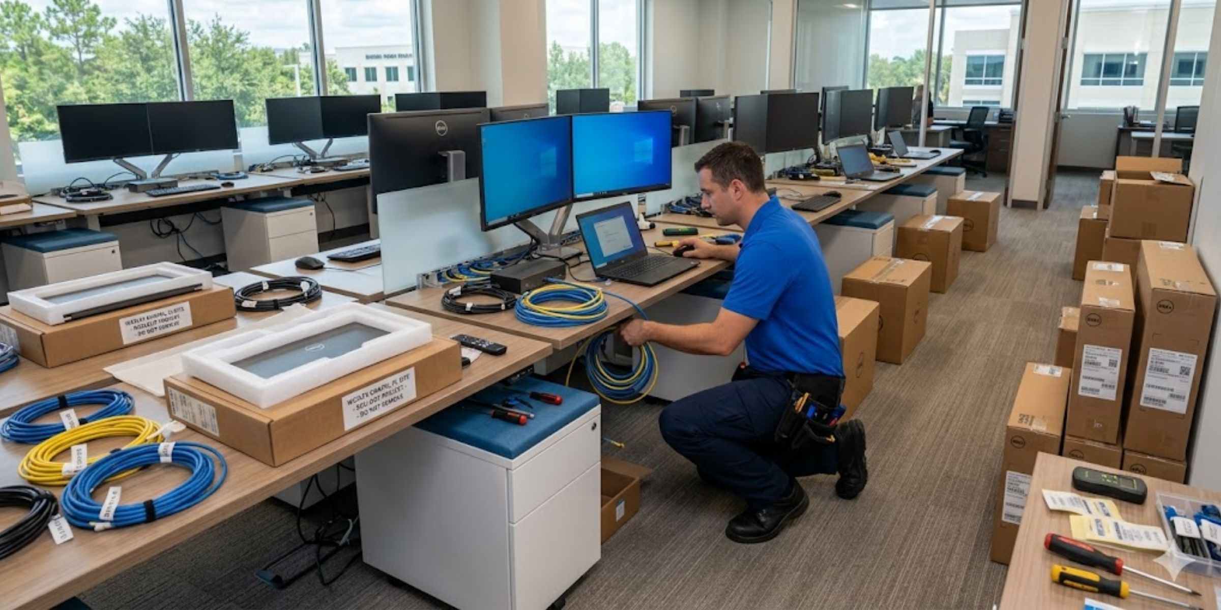 Cartennas technician completing a business technology deployment