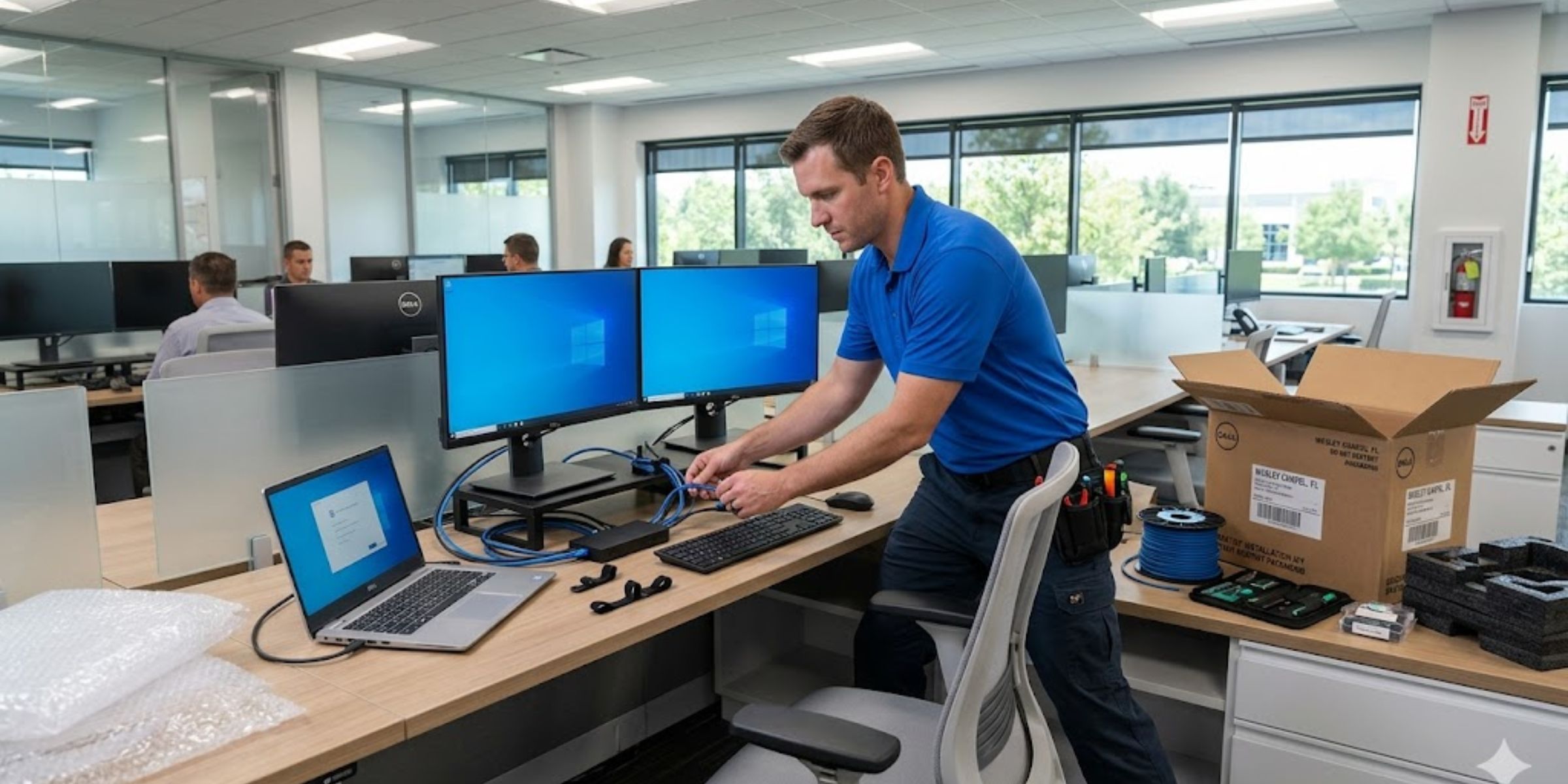 Cartennas technician installing and replacing business devices