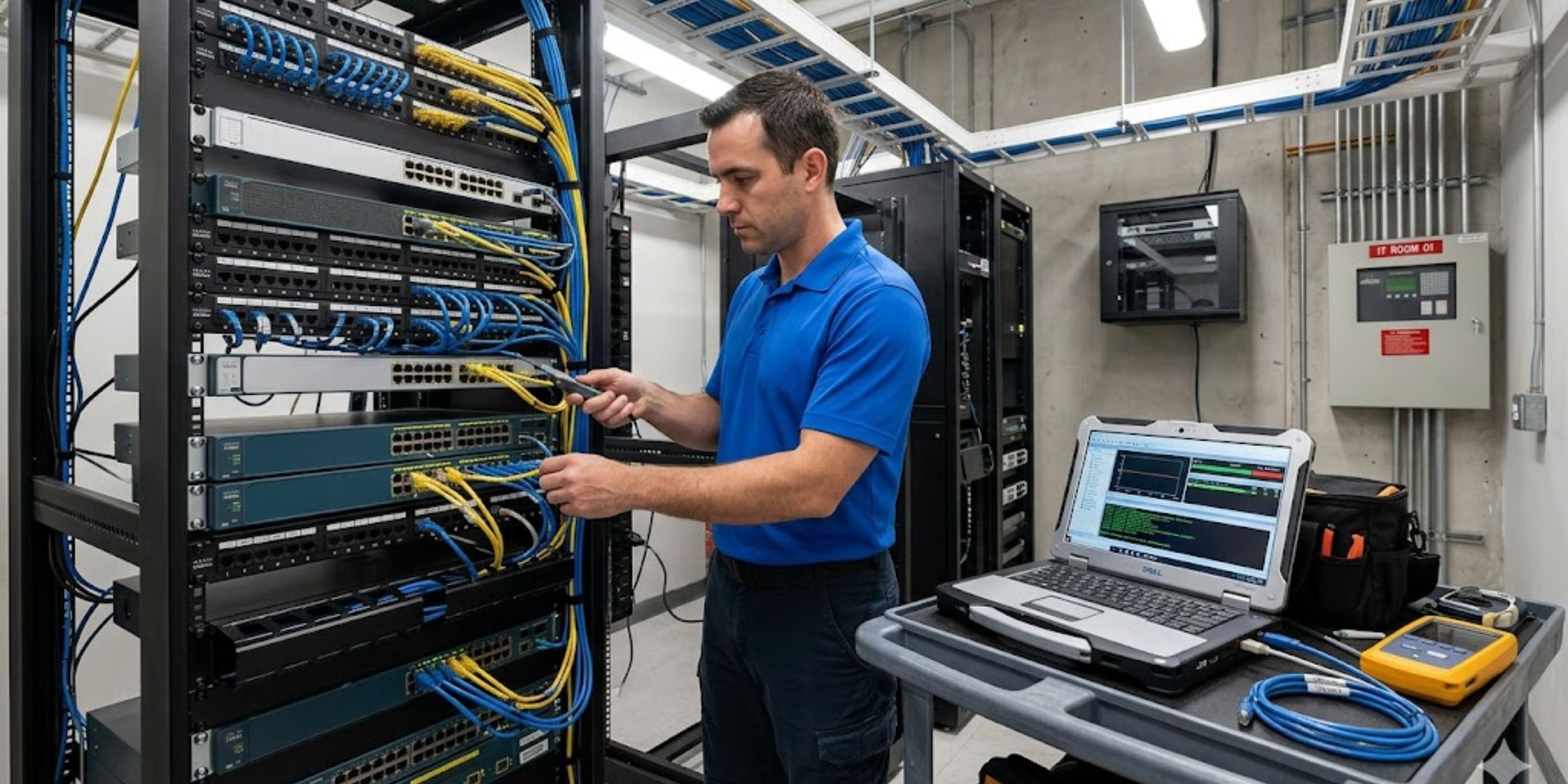 Cartennas Smart Hands technician working with data center equipment