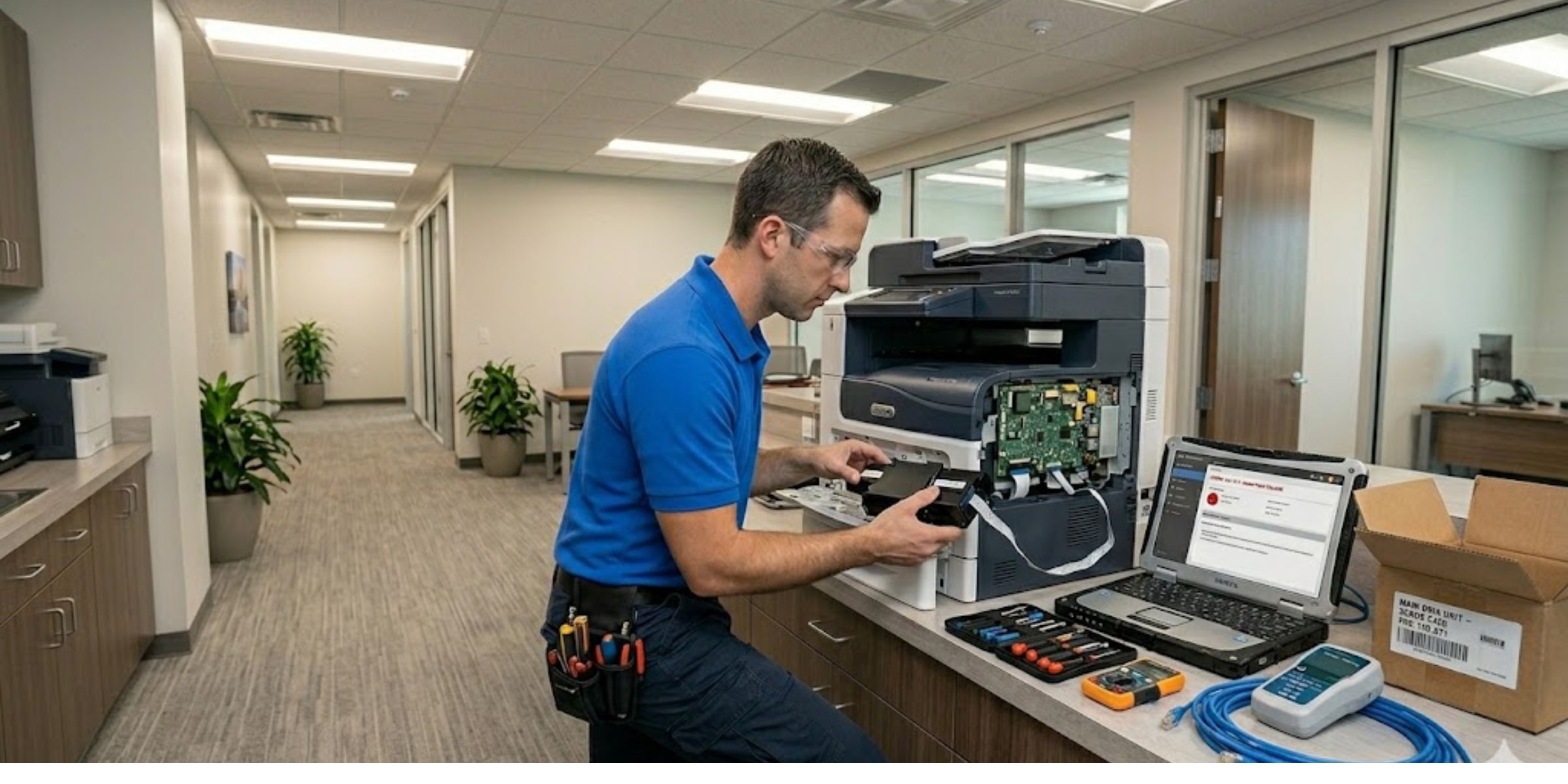 Cartennas technician troubleshooting business technology onsite