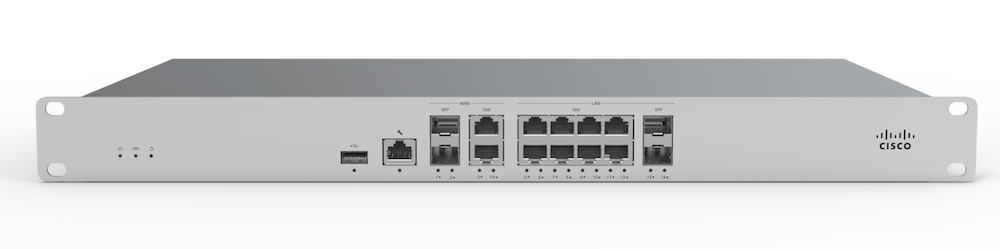 Cisco Meraki MX85 security and SD-WAN appliance, straight-on front view