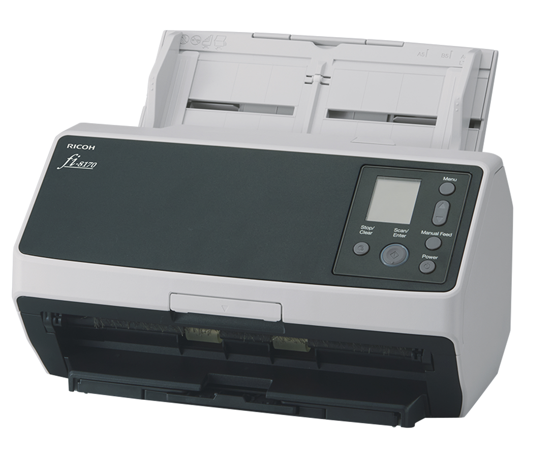 Ricoh fi-8170 desktop document scanner, three-quarter front view