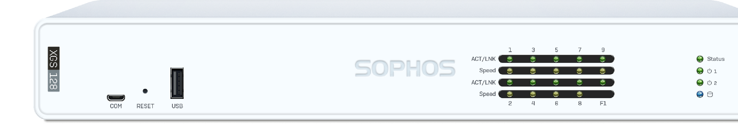 Sophos XGS 128 Gen 2 firewall, straight-on front view